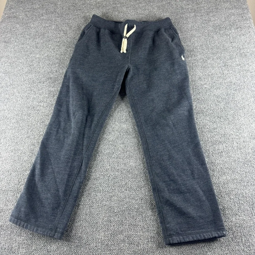 Polo Ralph Lauren Sweatpants Mens M Gray Fleece Elastic Waist Pockets Logo